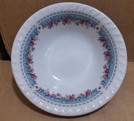 早期大同金邊水藍玫瑰花瓷碗 湯碗 麵碗-直徑 18 公分
