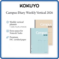 KOKUYO 2026 Campus Diary Weekly Vertical Planner – Semi B5 & A5, Light Brown / Light Green, Thread B