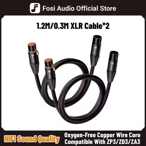 Fosi Audio 0.3M/1.2M XLR Cable Male to Female 2 Pack Cannon Balanced Cable For ZA3 ZD3 ZP3 Amplifier