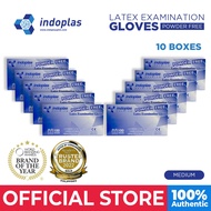 Indoplas Powder Free Examination Latex Gloves Box of 100 (Medium) – 10 Boxes