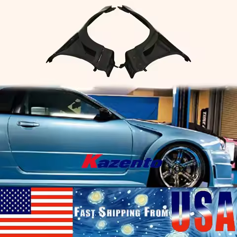 For Nissan Skyline R34 GTR DO Style Carbon Fiber Front Fender Pair Replacement