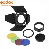 Godox BD-10 Barndoor Accessories Kit with Honeycomb Grid and 4 Color Filters for Godox AD300Pro Outd