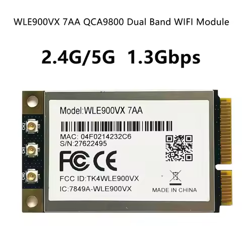 New WLE900VX Dual-band WIFI Module 2.4GHz 5GHz 3x3 MIMO 1300Mbps 802.11ac MINI PCIE WI-FI Card QCA99
