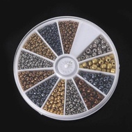 2&amp;3&amp;4mm Mixed Metal Colors Glass Seed Beads Kit Loose Spacer Beads For DIY Jewelry Making approx 600 pcs/set  BDH063-01MX Beads