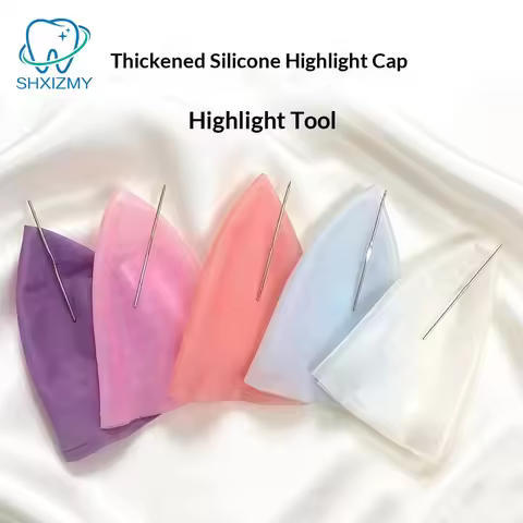 1 Set Highlight Dyeing Frosting Dyeing Hats Barber Hair Silicone Hair Coloring Cap Hook Needle Pink 