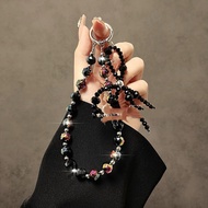 Luxury Premium Black Crystal Black Bow Chain Short Mobile Phone Chain