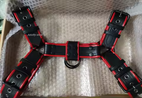 Men's Genuine Cow Leather BDSM Harness - Adjustable Suspender Strap for Gay Fetish & Punk Clubwear