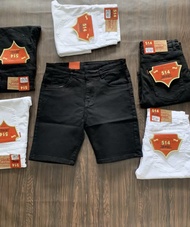 Quần short jean nam phối hai màu trắng đen trơn chất bò vải dày co dãn mẫu mới nhất cao cấp K_N LUX