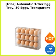 [trioz] Automatic 3-Tier Egg Tray, 30 Eggs, Transparent / Korean Egg Tray / 3-Tier Storage / 100% Ge