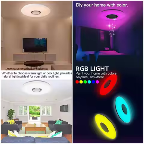RGB LED Ceiling Light APP Control Bluetooth-compatible Music Ceiling Lamp Dimmable Intelligent LED L