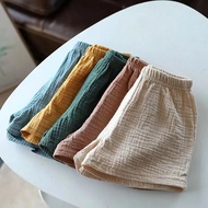 Summer Baby Shorts Solid Color Linen Muslin Clothing For Boys Girls Thin Breathable Infant Loose Short Korean Kids Pants