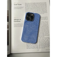 Blue White Corrugated Simple Premium Frosted Phone Case Suitable for iphone 16promax 15plus 14pro 13