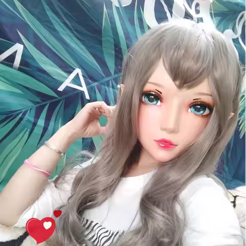 (Er-08)Female Sweet Girl Resin Half Head Kigurumi BJD Eyes Crossdress Cosplay Japanese Anime Role Lo