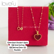 18K Gold 10mm Heart Pendant Necklace in dancing chain Gold Necklace PAWNABLE