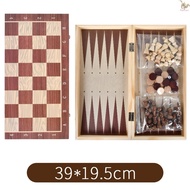 FTXP 3 In 1 Wooden Chess Checkers Backgammon Set Portable Wooden Chess Set for Adults Kids