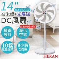 【禾聯HERAN】14吋奈米銀雙效抑菌DC風扇(奈米銀+光觸媒) HDF-14SH71G