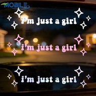 Weather Resistant Car Sticker Vinyl PVC, I'm Just a Girl Design 4 Colors, 5x18cm Easy Apply Remove N