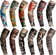 Geyoga 12 Pcs Plus Size Tattoo Sleeves Fake Arm Sleeves Cover Realistic Soft Elasticity UV Protectio