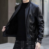 ↂ2021 jaket kulit musim bunga dan musim luruh baru jaket jaket kulit tipis lelaki jaket kulit ramping PU Korea jaket kul