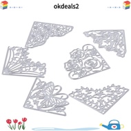DEALSHOP 8Pcs Flowers Die Cuts, Lace Corner Corner Die Cuts, Embossing Template 2 Inches Silver Meta