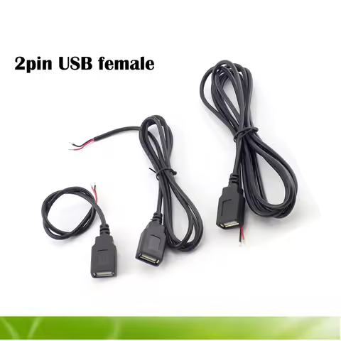 0.3m/1m/2m 2 Pin Micro USB 2.0 A Female Jack 2 Wire Power Charge charging Cable Cord Extension Conne