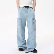 BARON "Knight" Baggy Cargo Jeans กางเกงยีนส์ทรงหลวมแบบคาร์โก้ ยีนส์ขากระบอกใหญ่ ยีนส์สีฟ้า น้ำเงิน ด