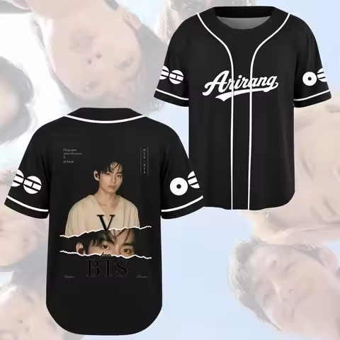 Fashion BTS Arirang World Tour Baseball Jersey Gift Short Sleeved T-shirt, 3D Printed Casual Street 