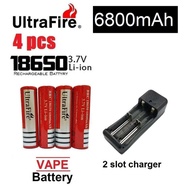 (UP TO 8 IN A SET) 3.7V 18650 UltraFire Vape Battery Rechargeable Lithium Ion Battery Ultra Fire Bat