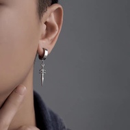 Ethnice Style Sword Pendant Hoop Earring for Men Cool Trend Stainless Steel Earrings Jewelry