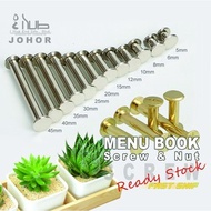 Menu Book Screw, Long Menu Screw 52mm, Book Binding, Binding Screw, Restaurant Menu