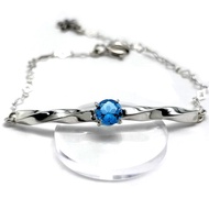 櫻花寶石 藍托帕石 銀飾 925 手鍊 日本製造