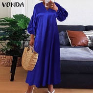 VONDA Womens Formal Shirt Dress Party Cocktail Club Prom Dress Elegant Long Maxi Dress [Clearance Sa