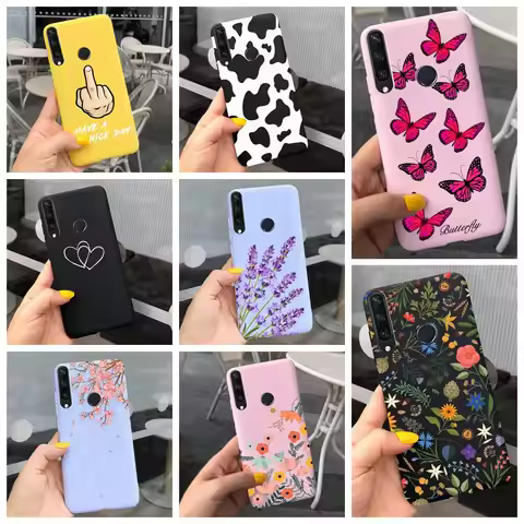 For Huawei Y6P Y7P Case 2020 New Fashion Butterfly Flower Painted Phone Cover For Huawei Y7P Funda Y