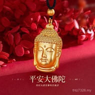 Peace Jewelry Plated Pendant Solid 24k Big Gold Buddha Head Ancient Method Sand Gold Version Pendant