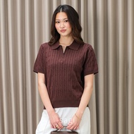 SAGI - CableFord Zip Knit POLO Shirt | Women's Short Sleeve Knitted Collared Polo Shirt Polo Shirt W