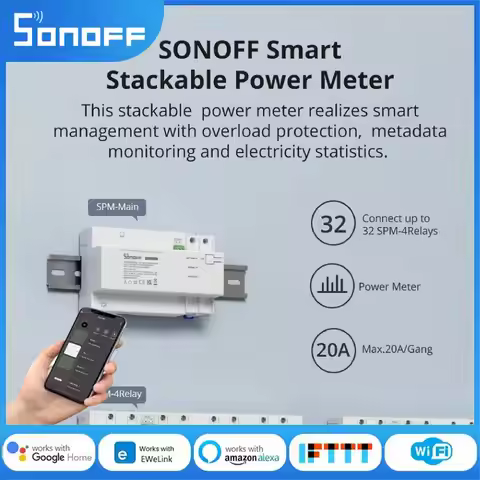 SONOFF Smart Stackable Power Meter SPM-Main Connect Up To 32 SPM-4Relays 4 Channel Energy Monitor Wo