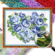 {NEW} ลูกปัดเย็บปักถักร้อยบางส่วนพิมพ์ลายดอกไม้9CT ชุดงานปักครอสติชศิลปะบ้าน