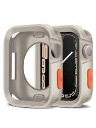 蘋果手錶殼，強化版手錶殼，適用於Apple Watch案例系列9/8/7/6/SE/5/4 40mm/41mm/44mm/45mm，柔軟TPU防震保護殼