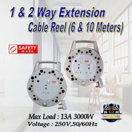 1 AND 2 WAY EXTENSION CABLE REEL (6 & 10 METRES)