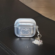 DIY Diamond Silver KT Cat for Airpods4 Airpods 1/2 3 Pro Pro2 pro3 Earphone Set Wireless Bluetooth P