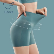 Flarixa กางเกงชั้นในไร้ขอบกางเกงผ้าไหมน้ำแข็งสำหรับผู้หญิง,กางเกงเซฟตี้ขนาดใหญ่เอวสูงเอวยางยืดป้องกันแบคทีเรียชุดชั้นในกีฬาระบายอากาศได้ดี