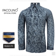 Pacolino - (Modern Fit Cutting) Blue Color Malaysia Men Premium Batik Long Sleeve Kemeja Batik Lelak