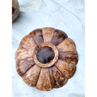 Unique plates, coconut shell plates.