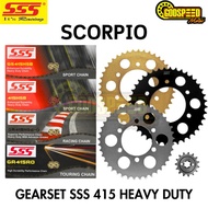 GEARSET / GIR SET YAMAHA SCORPIO SSS STEEL ALUMINIUM RACING 415 RANTAI SSS HSB / HSBT / RO ORING O-R