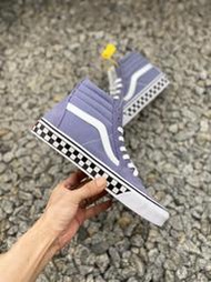 萬斯Vans SK8-Hi 灰藍色棋盤格經典系列  硫化板鞋