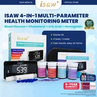 ISAW 4-dalam-1 Meter Glukosa, Kolesterol, Hemoglobin & Asid Urik | Multifunctional Health Meter