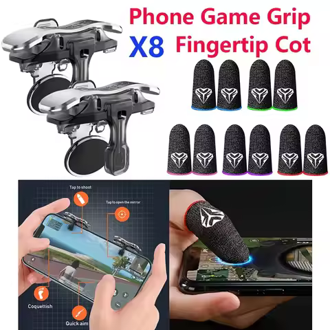 X8 Mobile Game Trigger For PUBG Phone Gaming 6 Finger Trigger L1 R1 Aim Keys Game Controller Continu