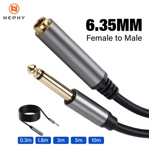 1/4 TS Mono 6.35mm Male to Female extension Cable Cord TS 6.35 Male Female Lengthen Extend Line Wire