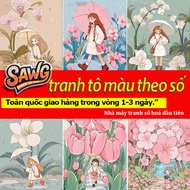 HCM-fast transfer1-3 days-Sawg-coloring by number picture-flower girl-digital coloring picture-digit