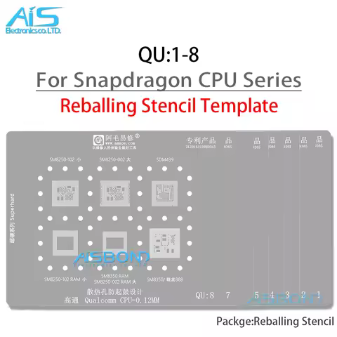 Amaoe QU1-8 BGA Reballing Stencil For Qualcomm snapdragon 888 865 750G 660 670 All series A full ran